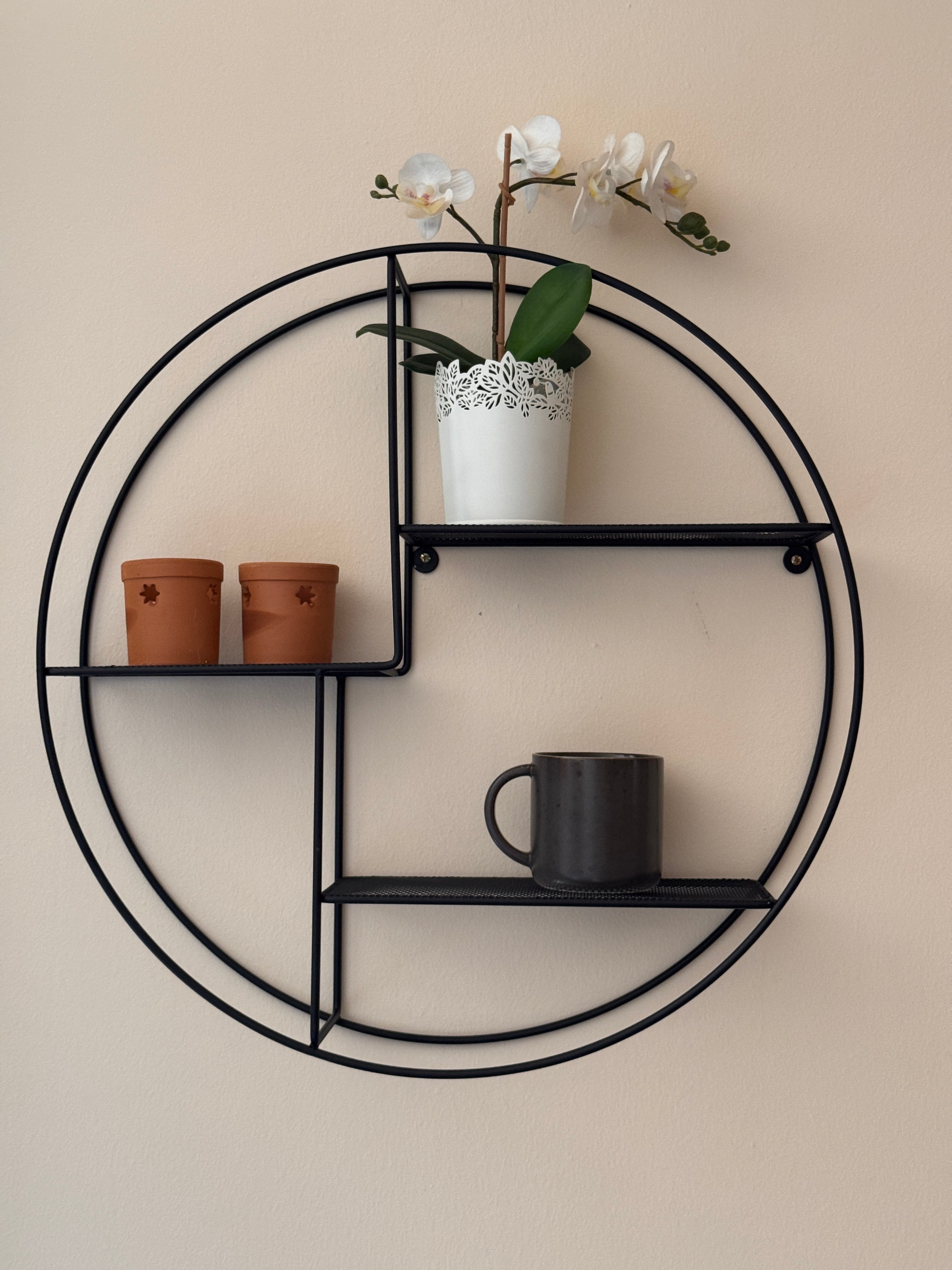 Estante de Pared Redondo – Metal Negro | Diseño Moderno & Atemporal