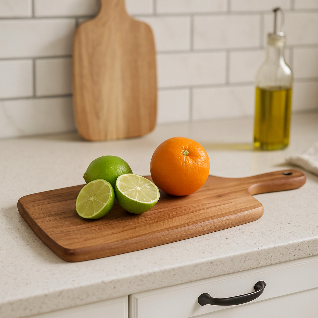 Tabla de cortar con mango – Acacia natural - Style Home Shop