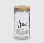Tarro de vidrio “Home” con tapa de bambú – 1000 ml - Style Home Shop